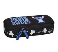 Disney Stitch Estuche Escolar Compartimento, bolsita para niñas, Negro 5x22x10cm (Stitch Compartimentado D)