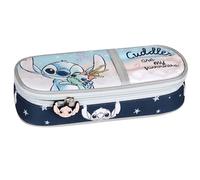 Disney Stitch Estuche Escolar Compartimentos, bolsita Ovalada rígida para niñas 6x22x10cm (Stitch Compartimentado C)