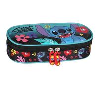 Disney Stitch Estuche Escolar Compartimentos, bolsita para niña, Mint-Negro 5x20x9cm (Stitch Compartimentado B)