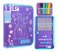 Disney Stitch Estuche Escolar con Material Incluido, Frozen Estuches Escolares Adolescentes Niñas, Set Papeleria, Regalos para Niñas(Morado Frozen 1 Compartimento)