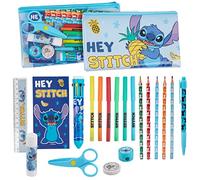 Disney Stitch Estuche Lleno de Papelería, Estuche de Lápices para Niña (Azul Stitch)