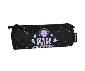 Disney Stitch Estuche para lápices de Colegiala, Redondo, Tubo, Bolsa para Material Escolar, Negro 22x8x8cm (Stitch Redondo)