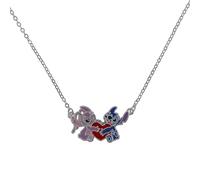 Disney Stitch Girls - Collar esmaltado con corazón de ángel chapado en plata de 45,7 cm