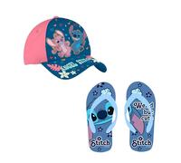 Disney Stitch Gorra de Beisbol y Chanclas para Niñas, Stitch Set Verano Niñas, Talla EU 27/28 | Azul Marino