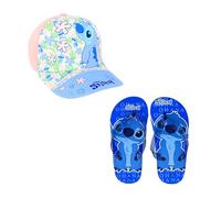 Disney Stitch Gorra y Chanclas para Niñas, Stitch Gorra de Beisbol Set Verano Niñas, Talla EU 27/28 - Azul