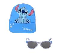 Disney Stitch Gorra y Gafas de Sol para Niñas, Diseño Stitch Clasico, Gafas de Sol Protección UV, Gorra de Verano Infantil | Azul