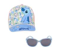 Disney Stitch Gorra y Gafas de Sol para Niñas, Diseño Stitch Tropical, Gafas de Sol Protección UV, Gorra de Verano Infantil | Azul