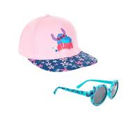 Disney Stitch Gorra y Gafas de Sol para Niñas, Gafas de Sol Redondas Protección UV, Gorra de Verano, Gorro de Beisbol Infantil (FR/ES, Números, 53, Rosa)