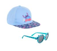 Disney Stitch Gorra y Gafas de Sol para Niñas, Gafas de Sol Redondas Protección UV, Gorra de Verano, Gorro de Beisbol Infantil | Azul