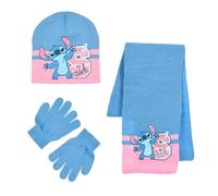 Disney Stitch Gorro Bufanda y Guantes para Niña, Conjunto de Invierno para Niñas, Gorra Bufanda y Guantes, Accesorios de Invierno Infantil, Regalo para Niñas | Azul