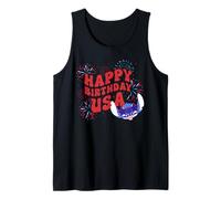Disney Stitch Happy Birthday USA 4th of July America 250th Camiseta sin Mangas