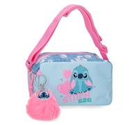 Disney Stitch Hearts estuche escolar, estuche infantil, fabricado en Poliéster, Triple compartimento para mejorar la organización, Tamaño ideal para llevarlo en la mochila, Con asa lateral.