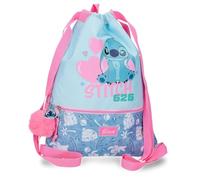 Disney Stitch Hearts Mochila infantil, escolar, fabricada en Poliéster, bolsillos laterales, tirantes anchos ajustables, Asa superior para colgarla, Con etiqueta de identificación, sistema magic Fix.