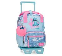 Disney Stitch Hearts Mochila infantil, escolar, fabricada en Poliéster, bolsillos laterales, tirantes anchos ajustables, Asa superior para colgarla, Con etiqueta de identificación, sistema magic Fix.