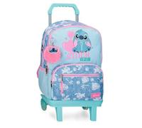 Disney Stitch Hearts Mochila infantil, escolar, fabricada en Poliéster, bolsillos laterales, tirantes anchos ajustables, Asa superior para colgarla, Con etiqueta de identificación, sistema magic Fix.