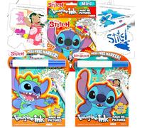Disney Stitch Imagine Ink Coloring Super Set - Paquete con 3 libros para colorear Imagine Ink sin desorden para niños | Recuerdos y actividades de fiesta de Lilo y Stitch