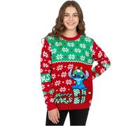 Disney Stitch Jersey de Navidad para Niñas, Suéter con Cuello Redondo (Rojo, 11-12 años)