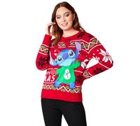 Disney Stitch Jersey Navideño Mujer, Suéter de Navidad - Regalos para Mujeres y Adolescentes (Rojo Stitch, S)