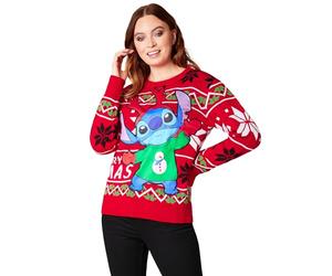 Disney Stitch Jersey Navideño Mujer, Suéter de Navidad - Regalos para Mujeres y Adolescentes (Rojo Stitch, M)