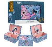 Disney Stitch Joyero Musical Niña Adolescente, Joyero Organizador, Elsa Anna Caja Decorativa Bonita con Espejo, Regalo para Niñas (Azul Stitch)