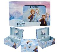 Disney Stitch Joyero Musical Niña Adolescente, Joyero Organizador, Elsa Anna Caja Decorativa Bonita con Espejo, Regalo para Niñas (Azul Frozen)