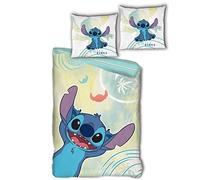 Aymax! Juego de cama Disney Stitch – 100% algodón reversible 140x200 cm + funda 65x65 cm
