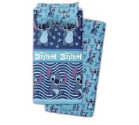 Disney Stitch Juego de Cama Individual de Franela, 2 Piezas, Azul, Diseño de Personaje