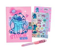 Disney Stitch Juego de Papelería para Niñas, Incluye Cuaderno Pegatinas Boligrafo Candado y Llaves, Regalo para Niñas