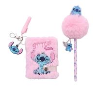 Disney Stitch Juego de Papelería para Niñas, Incluye Mini Cuaderno Boligrafo Pom Pom, Regalo para Niñas