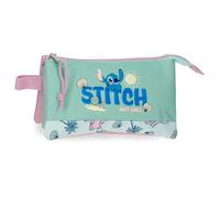 Disney Stitch Just Chill Estuche Triple Verde 22x12x5 cms Poliéster by Joumma Bags