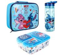 Disney Stitch Kids - Juego de lonchera para niños, bolsa de almuerzo aislada, lonchera multicompartimento y botella de agua de 580 ml, juego de comida para el almuerzo de viaje escolar, sin BPA
