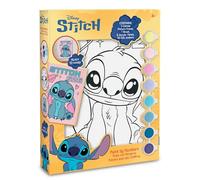 Disney Stitch Kids - Juego de pintura en lienzo con 8 pinturas de acuarela, pincel y calcomanías