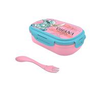 Disney Stitch Kit de Almuerzo, Porta Alimentos Infantil para Colegio, Incluye Fiambrera Sandwichera y Cubierto Tenedor, Porta Merienda Reutilizable para Niñas