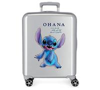 Disney Stitch Maleta de Cabina Gris 40x55x20 cms Rígida ABS Cierre TSA Integrado 38,4L 2 kgs 4 Ruedas Dobles Equipaje Mano