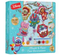 Disney Stitch Manualidades Niños de Navidad, DIY Kit Pintura con Moldes Escayola, Pinturas, Pincel y Cintas, Regalos para Niños (Azul Stitch)
