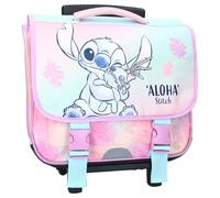 Disney Stitch - Mochila con ruedas y asa extensible para niños | Escuela | Guardería - Correas acolchadas y ajustables - 2 ruedas y asa extensible - 38 x 31 x 15 cm - Color Rosa