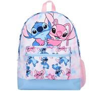 Disney Stitch - Mochila escolar para niñas, 2 compartimentos, mochila de viaje para niños, correas de hombro ajustables y bolsillo de malla, teñido anudado, Tinte nudo