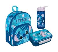 Disney Stitch - Mochila infantil con bolsillo delantero (2 compartimentos, 25,5 x 30,5 x 10 cm), Set 1 Lilo & Stitch Azul, 25,5 x 30,5 x 10 cm