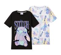 Disney Stitch Pack Camisetas Niña Adolescentes Conjunto de 2 Camisetas Manga Corta Ropa de Verano Niña Regalos para Niños (Negro/Blanco, 7-8 Años)