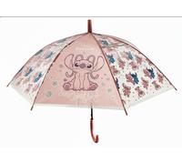 Disney Paraguas automático para niños Stitch, 82 cm, rosa, licencia oficial, estructura metálica