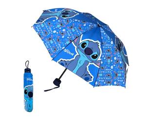 Disney Stitch Paraguas Plegable Compacto, Paraguas para Niña, Estructura Alta Resistencia, Paraguas Clasico, Paraguas Infantil