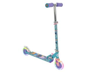 Disney Stitch Patinete Plegable 2 Ruedas máx. 50 kg + 5 años, Base Antideslizante, 65x30x75-82 cm, Metálico, Ruedas antipinchazos, Freno Trasero, Manillar Ajustable en Altura (77773)