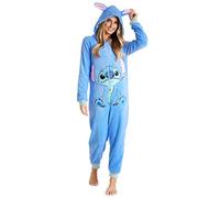 Disney Stitch Pijama de Una Pieza para Mujer Hombre, Monos Enteros Suaves Capucha, Pijamas Invierno Mujer Polar, Accesorios Oficiales Lilo y Stitch