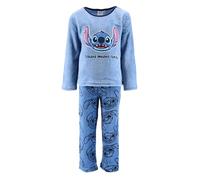 Disney Stitch Pijama Niña, Camiseta y Pantalon Largo Conjunto 2 Piezas Pijama Polar Suave, Talla 3 Años | Azul