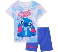 Disney Stitch Pijama Niña Verano Suave Pijamas Chica Conjunto de Pijama Corta 2 Piezas Ropa De Dormir Transpirable Regalos para Niños (13-14 Años, Azul/Rosa)