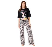 Disney Stitch Pijamas para Mujer - Baby Yoda Pijama con Pantalón y Camiseta Corta Largo S-XL Regalos, Navidad (Negro/Rosa Minnie, L)