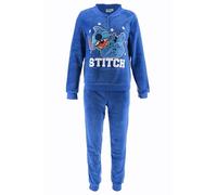Disney Stitch Pijamas para Mujer, Pijama de 2 Piezas Polar Suave, Camiseta y Pantalon Largo Terciopelo, Regalo para Mujer y Adolescentes (FR/ES, Letras, S, Regular, Regular, Azul)