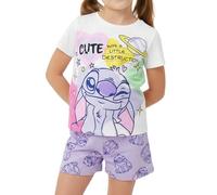 Disney Stitch Pijamas para Niña, Algodon Suave Camiseta Manga Corta y Pantalon Corto, Talla 10 Años