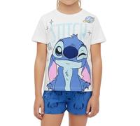 Disney Stitch Pijamas para Niña, Algodon Suave Camiseta Manga Corta y Pantalon Corto, Talla 12 Años