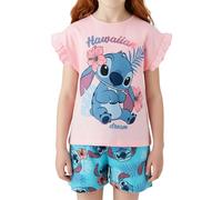 Disney Stitch Pijamas para Niña, 'Hawaiian Dream' Camiseta Manga Corta y Pantalon Corto Algodon, Tallas 3 a 8 Años (FR/ES, Edad, 6 años, Regular, Rosa)